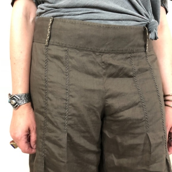 Elie Tahari Wide Leg Pleated Linen Palazzo Pants - Picture 2 of 7